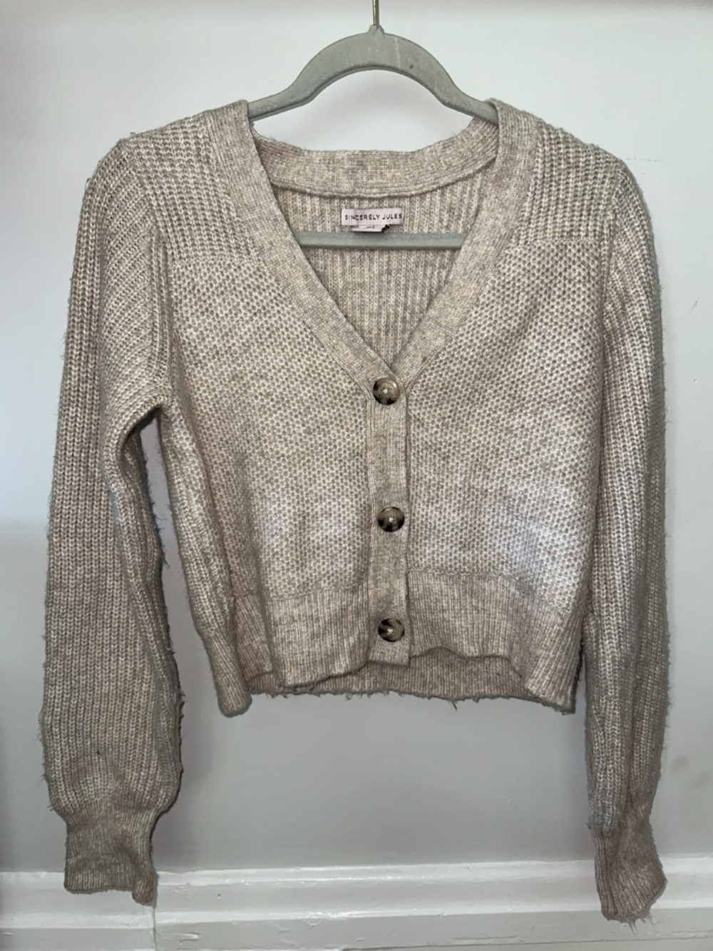 Button up Cream Cardigan crop